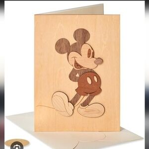 Mickey Mouse Wooden Art Card Papyrus Beige New